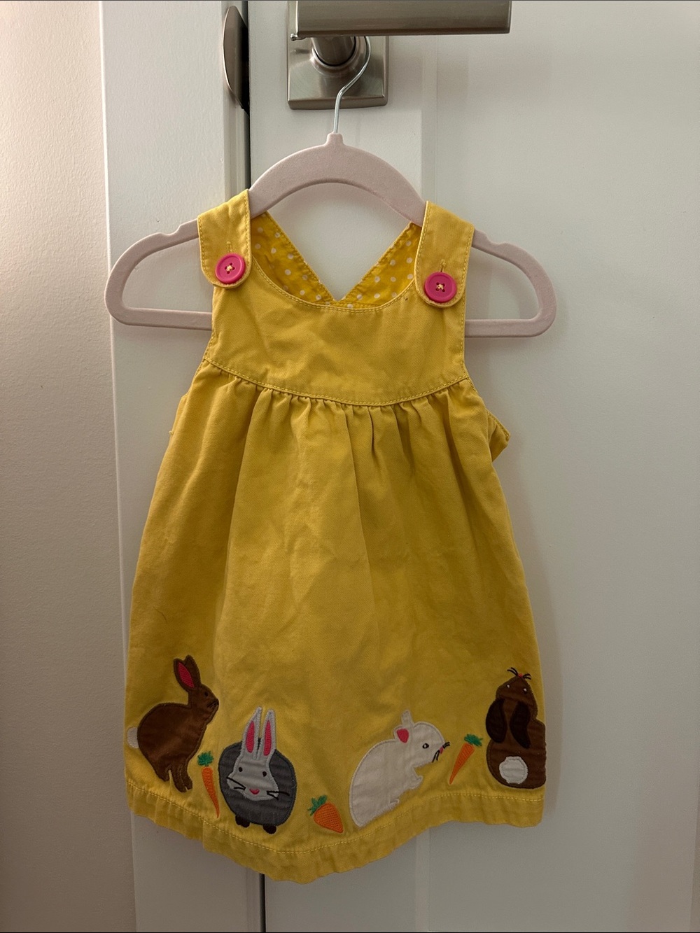Mini Boden Yellow Bunny Appliqué Toddler Dress